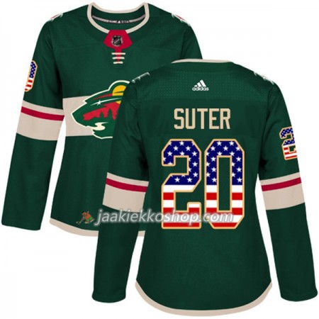 Nainen NHL Minnesota Wild Pelipaita Ryan Suter 20 Adidas 2017-2018 Vihreä USA Flag Fashion Authentic